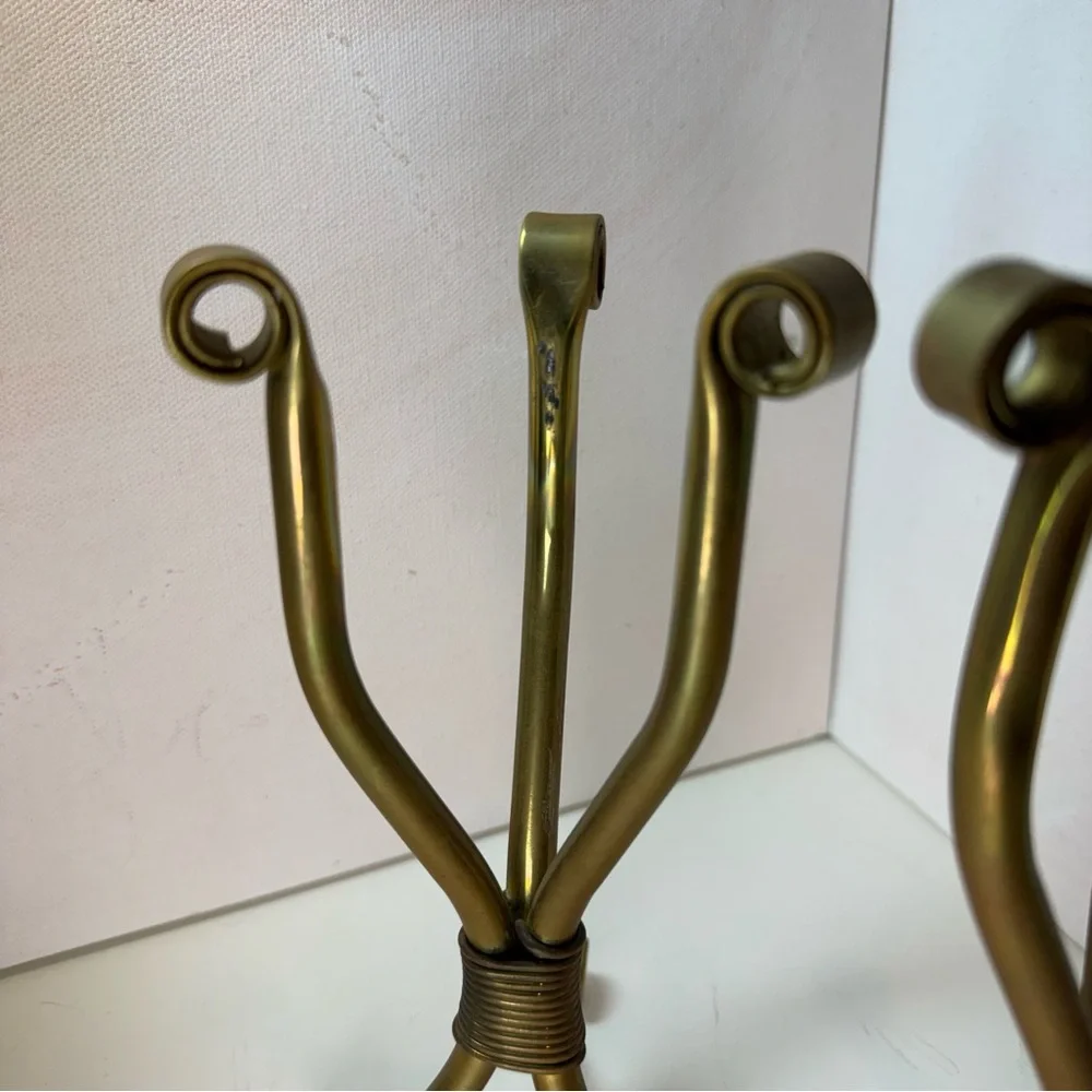Set of 2 Elegant Brass Metal Stands or Object Holders MCM Pre-owned